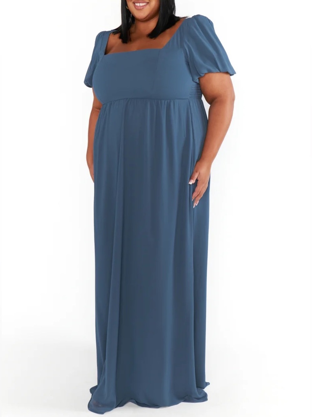 Show Me Your Mumu Nora Maxi in Slate Blue Chiffon Size 1X Bridesmaid Wedding
